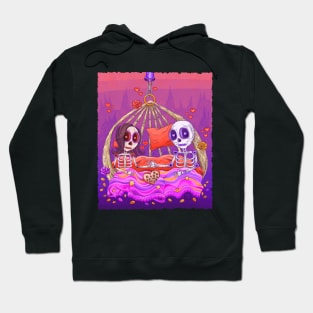 Cute Skeleton Couple -The Patio Swing Lovers- Día De Los Muertos Hoodie